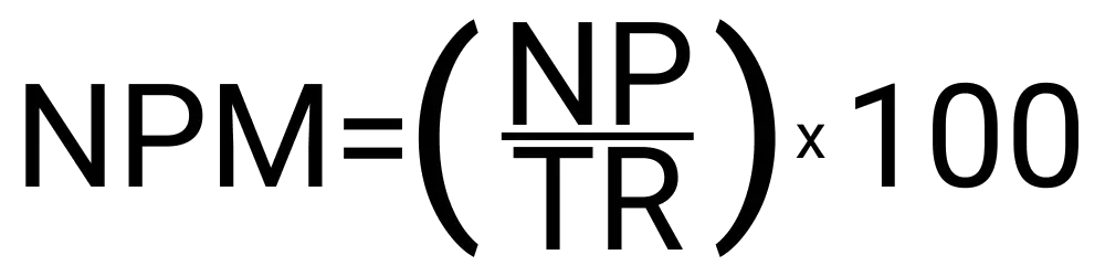 An image showing the formula for calculating net profit margin.